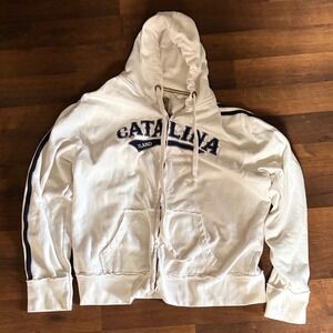 Avalon Apparel Catalina Island Full Zip Hoodie Mens XL White Graphic Sweatshirt